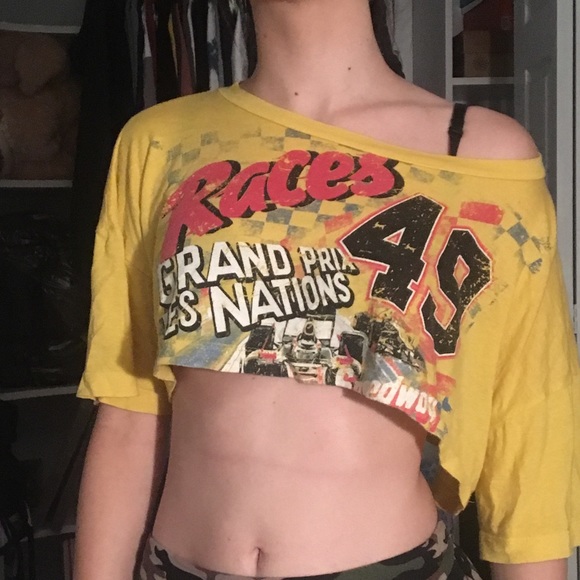 yellow graphic crop top